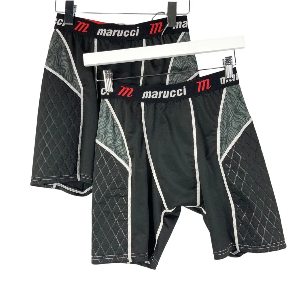 Marucci Black Padded Slider Shorts Medium Pull On Elastic Waistband Padded Thigh